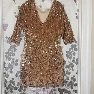 Gold sequins party dress